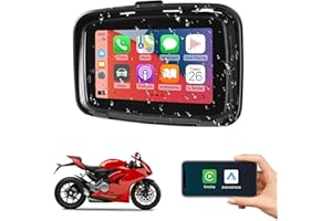 NINETOM 5 Inch Portable Touchscreen for Motorcycle, Waterproof Touch Screen Wireless CarPlay&Android Auto,GPS Navigation via CarPlay/Android Auto for Motorbike