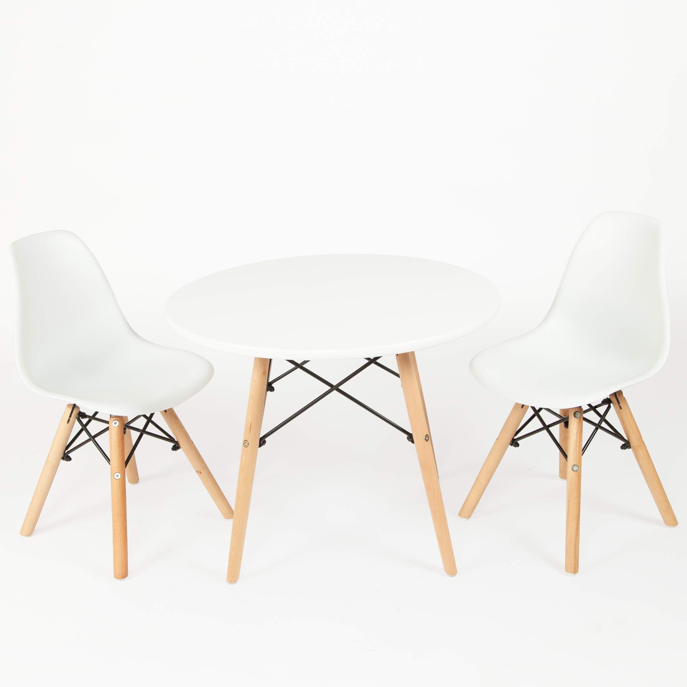 Children Toddler White Table With 4 White Plastic Chairs, Set For Kids