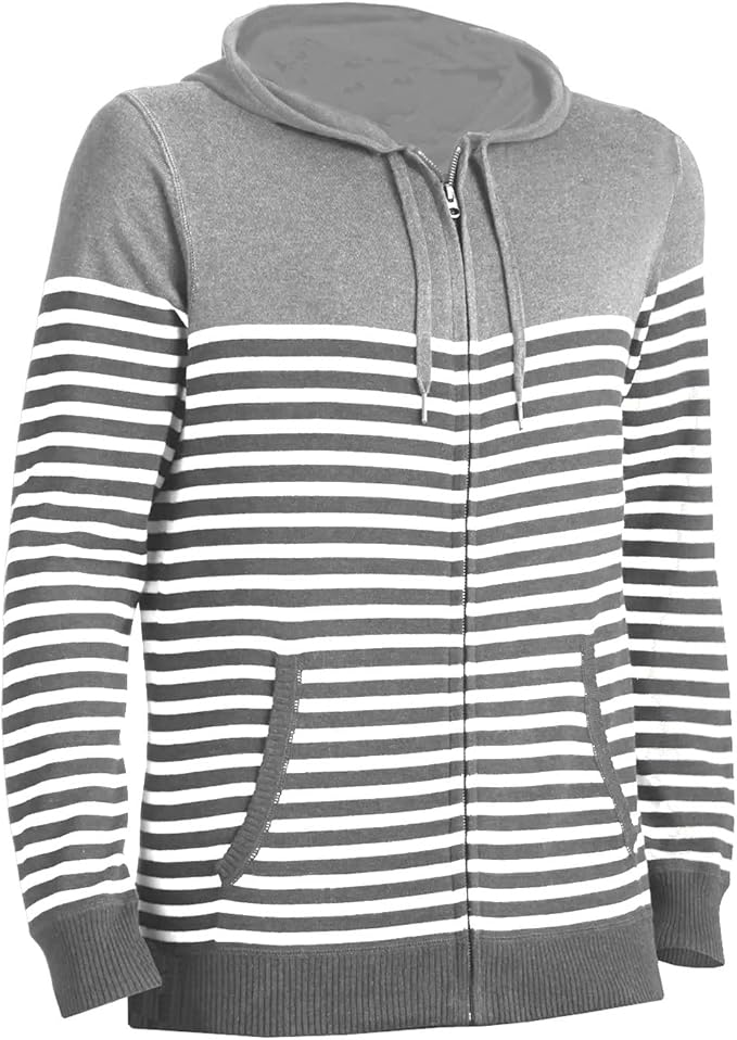 Sonoma Men's FullZip Striped FineGauge Hoodie Sweater at Amazon Men’s