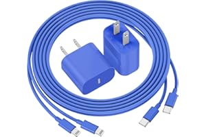 deloni iPhone Charger Fast Charging, [MFi Certified] 10 FT Long USB C to Lightning Cable with 20W USB C Rapid Charging Block, Fast Charger for iPhone 14 Pro/13Pro Max/12/11Pro/Mini/, 2 Pack - Blue