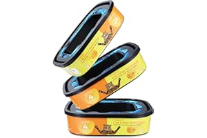 KROPBOM 3 Pack Cat Litter Refill Bags, 28ft Up to 4 Months of Supply, 7-Layers Odor Control Genie Cat Litter Refill Bags Cartridge Compatible with Standard and Plus Pail Cat Litter Bags