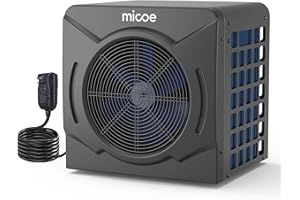 MICOE 17000 BTU Energy Efficient Electric Pool Heater - for Above Ground Pools Up to 15ft (8/11/15ft) & 5,000 Gallons, Ultra Quiet 50dB, 110V/120V with Easy Install Kit