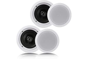 Pyle Pair 6.5” Flush Mount In-wall In-ceiling 2-Way Home Speaker System Spring Loaded Quick Connections Dual Polypropylene Co