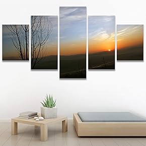 SIGNWIN 5 Panel Canvas Wall Art Sunset in...
