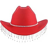 Rhinestone Cowboy Hats for Women, Bling Cowgirl Hat, Western Wide Brim Diamond Glitter Cowboy Hat for Girls