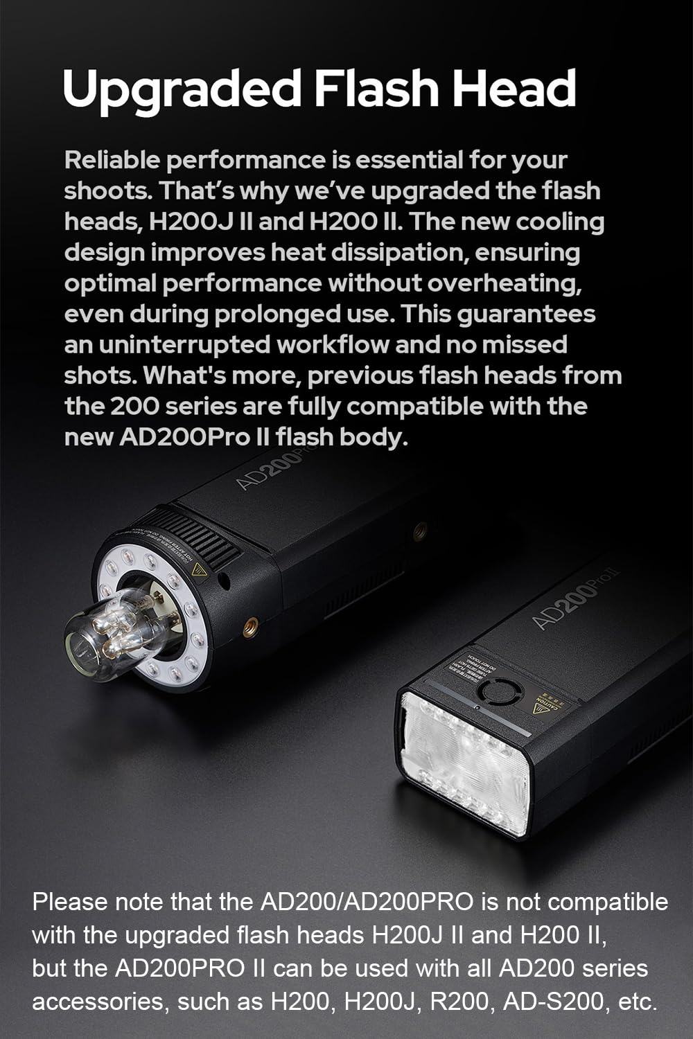 Godox AD200Pro Godox AD200 PRO II Outdoor Speedlite 200ws TTL HSS 1/8000s 2.4G Pocket Flash Strobe Monolight, Li-on Battery, 0.01-1.8s Recycling, 500 Full Power Flashes, Bare Bulb Head