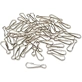 Honbay 50PCS 38mm 1 1/2"" Metal Spring Hooks Snap Clips for Lanyard, Zipper Pull, ID Card, Key Chain, Plant Hanger, etc (38mm)