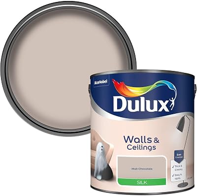 Dulux Silk Emulsion Paint For Walls And Ceilings Malt Chocolate 2.5L