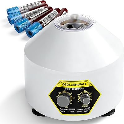 CGOLDENWALL Lab Centrifuge 6x20ml 4000rpm 60min Timer 1790xg RCF Transparent Lid