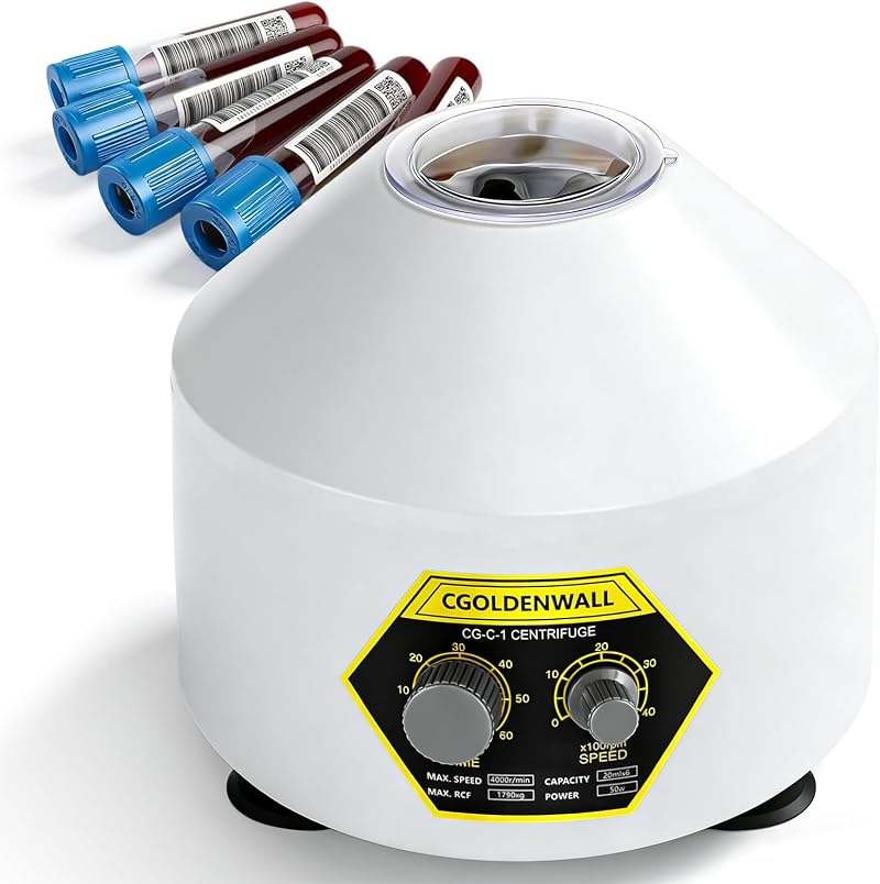 CGOLDENWALL Lab Centrifuge 6x20ml 4000rpm 60min Timer 1790xg RCF Transparent Lid