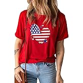 GDSBLL 4th of July Shirts for Women Patriotic t Shirts American Flag Graphic Tees Short Sleeve Summer Tops