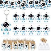 CiciBear 45 Pack 3D Outer Space Astronaut Keyring Party Packs, Blue | Includes 15 3D Keyrings, 15 Kraft Tags and 15 Gift Bags for Space Birthday Party Favors and Back to School Prizes