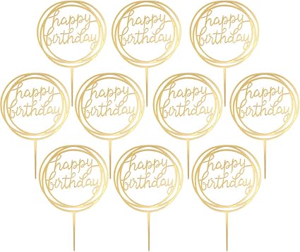 Amazon Tinksky ケーキトッパー 誕生日 10枚 ケーキデコレーション Happy Birthdayの文字 飾り ケーキ挿入カード ケーキ装飾ツール B Tinksky デコレーションツール 通販