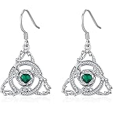 Celtic Knot Dangle Earrings for Women 925 Sterling Silver Celtic Knot Drop Earrings with Tree of Life Texture Dangle Ear Jewelry