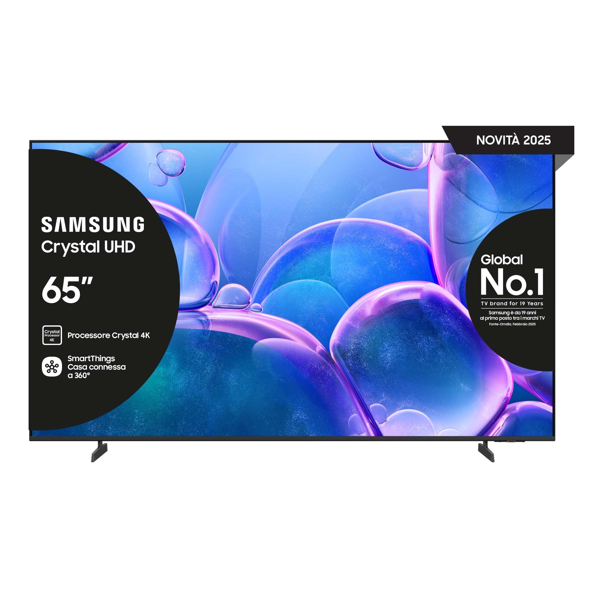 Samsung Crystal UHD 4K Smart TV 65'' UE65U7000FUXZT, Crystal 4K Processor, HDR, Smart Experience, OTS Lite & Adaptive Sound, Metal Stream Design, 2025