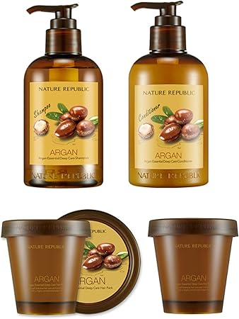 Amazon 韓国 Nature Republic Nature Republic アルガンエッセンシャルディープケアヘアセット シャンプー300 Ml 1コンディショナー300 Ml 1ヘアパック0 Ml 2 アルガンオイルモイスチャースペシャルヘアケア Nature Republic Argan Essential Deep Care Set 7