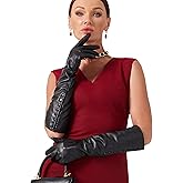 VIKIDEER Side Button Long Leather Gloves for Women with Plush Lining Warm Elegant for Evening Opera or Daily
