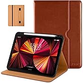 DTTO Case for iPad Pro 11 Inch 4th / 3rd / 2nd / 1st Generation 2022/2021/2020/2018,Premium PU Leather Folio Stand Cover with Hand Strap, Auto Wake/Sleep,Multiple Viewing Angles, Brown