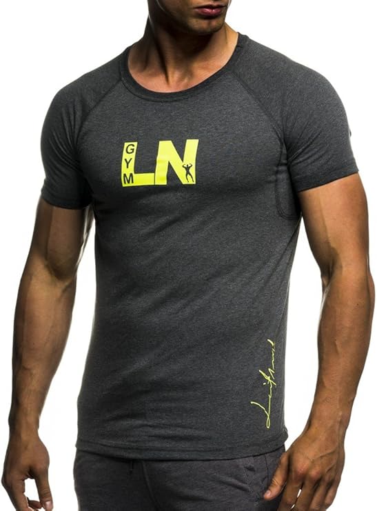 Leif Nelson Gym Herren Fitness TShirt Slim Fit Moderner Männer