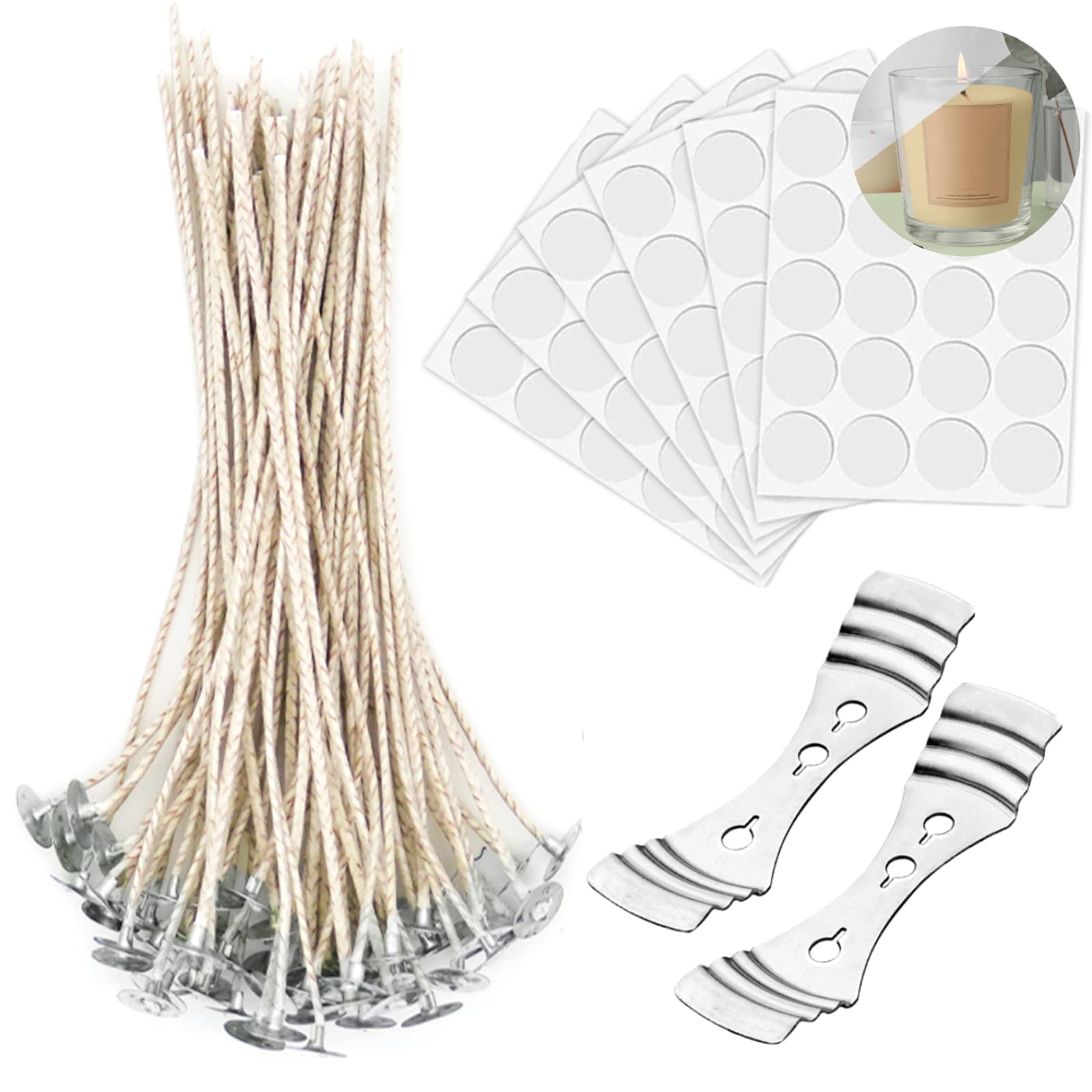 KOOLPUG Organic Soy Pre-waxed Cotton Wicks - 120 Pcs, 20cm, Vegan Friendly, Perfect for DIY Candle Making