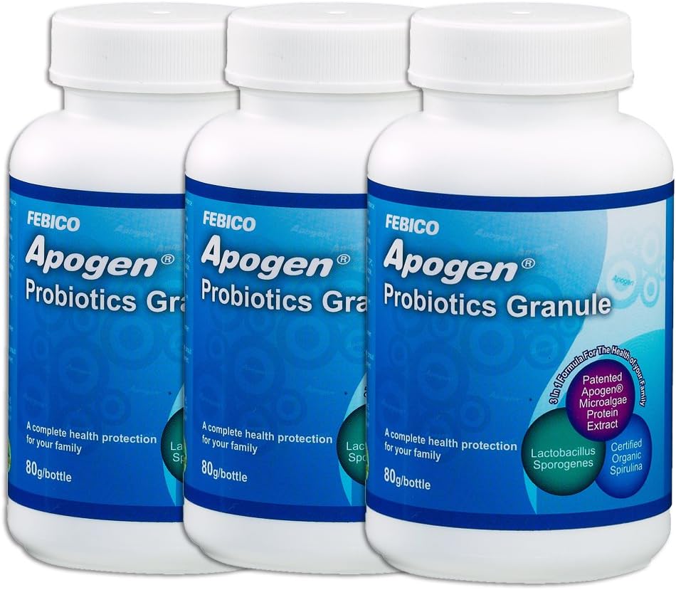 Apogen Probiotics Granules - Daily MultiVitamin, Mineral for Children - Immune System Support- Helps with Cold Symptoms- Patent Formula- Set of 3