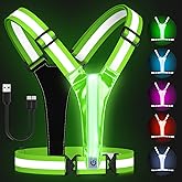Zacro LED Reflective Vest Gear - Running Light Vest with 5 Light Colors, Light Up Vest Runners Night Walking USB Rechargeable