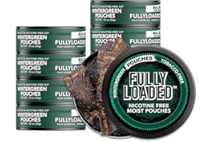 FULLY LOADED BULLSEYE Fully Loaded Chew - 10 Pack Wintergreen Pouches - Tobacco Free and Nicotine Free Wintergreen Flavored Chew. Herbal Dip and Snuff to Help Quit Dipping, Quit Chewing, and Quit Tobacco.