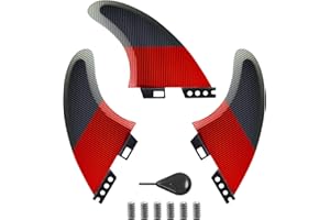 FGM Fiberglass Surfboard 3 Fins Set Dual Tab Surf Fins for Shortboards Paddleboards and Longboards Includes Installation Tools and Storage Bag