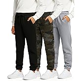 Real Essentials 3 Pack: Boys' Fleece Athletic Jogger Sweatpants - Kids Teens Active Athletic Pants with Pockets (Size 6-20)
