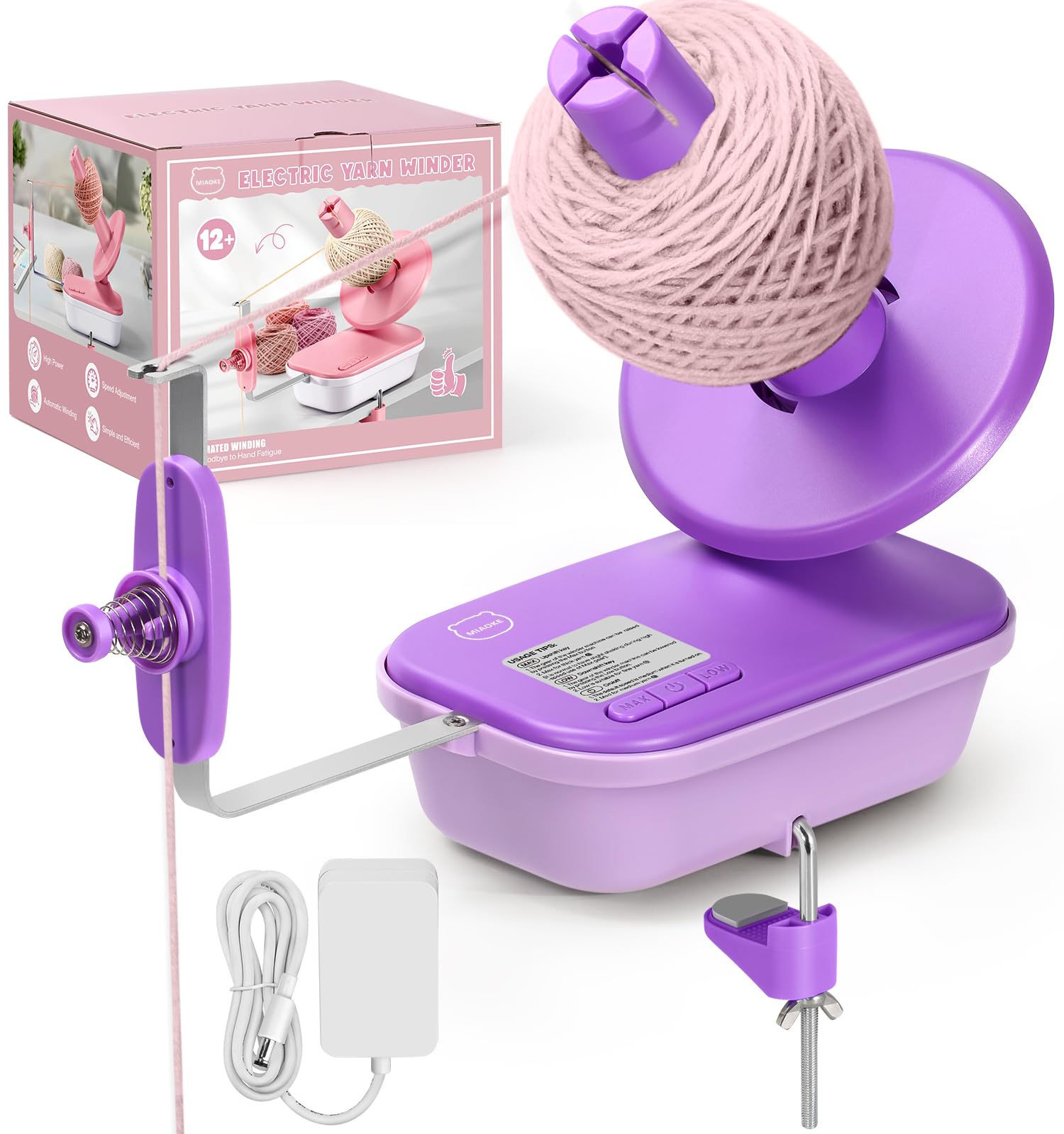 Photo 1 of MIAOKE Electric Yarn Ball Winder, High Speed Three Gears Adjustable 4-10oz Large Automatic Winder for Crocheting, Convenient and Easy to Use, Good Helper for Knitting Enthusiast