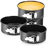 4 Pcs 7 Inch Nonstick Springform Cheesecake Pan with Removable Bottom Black | Round Springform, Easy Release Baking Mold, Carbon Steel, with Stainless Steel Spring Buckles, for Baking Kitchens Restaurant