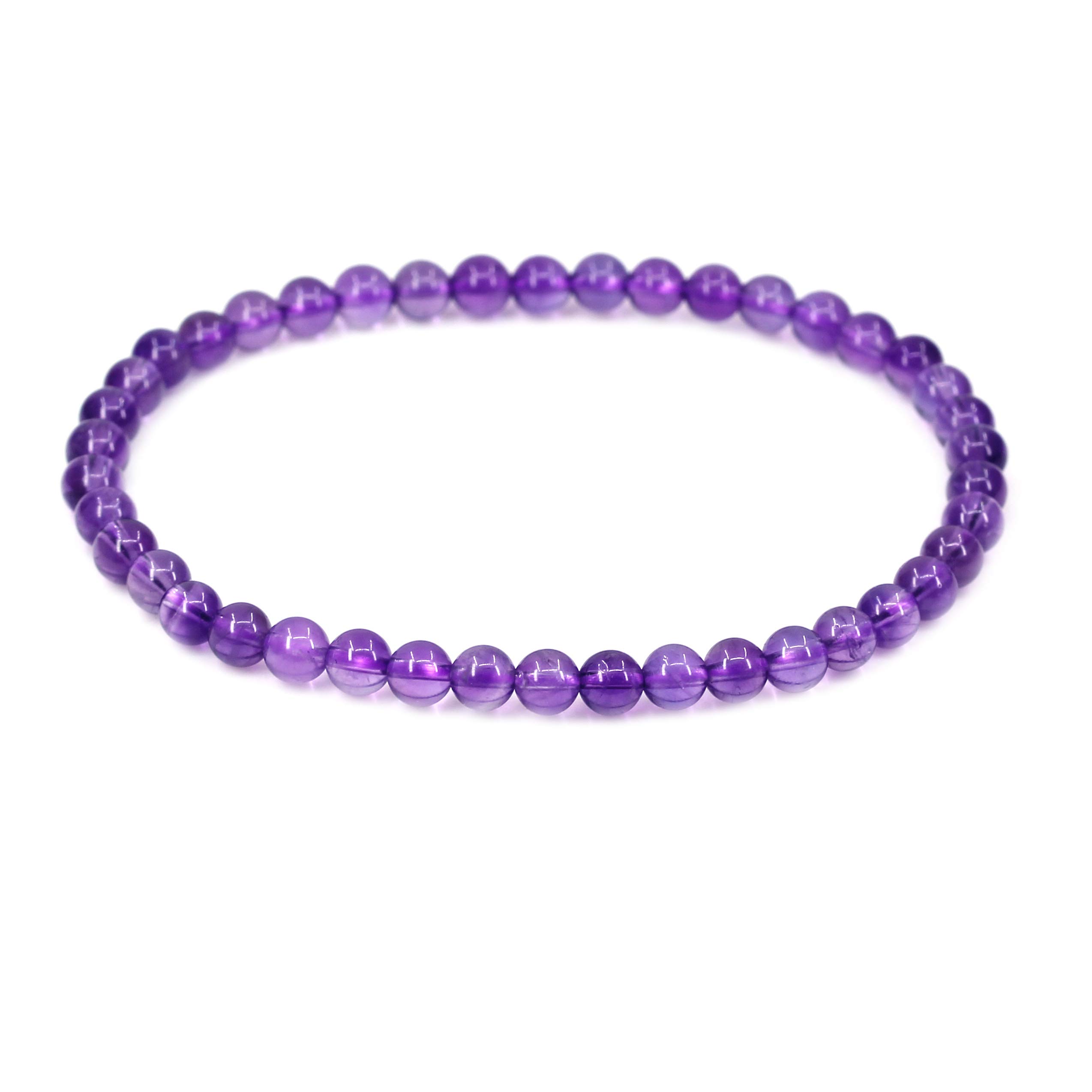 CHENYUE Natural A Grade Lavender Amethyst 4mm Round Beads Stretch Bracelet 7" Unisex