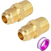Breezliy 2 PCS Brass Tube Fitting, Half Union Gas Adapter 3/8" Flare x 3/8" NPT Male Pipe