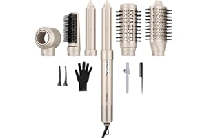 7MAGIC Hair Dryer Brush & 6 in 1 Hair Styler, Silver, 110 Volts, 1200 Watts, Ionic Technology, Fast Drying, Multi Styler for 