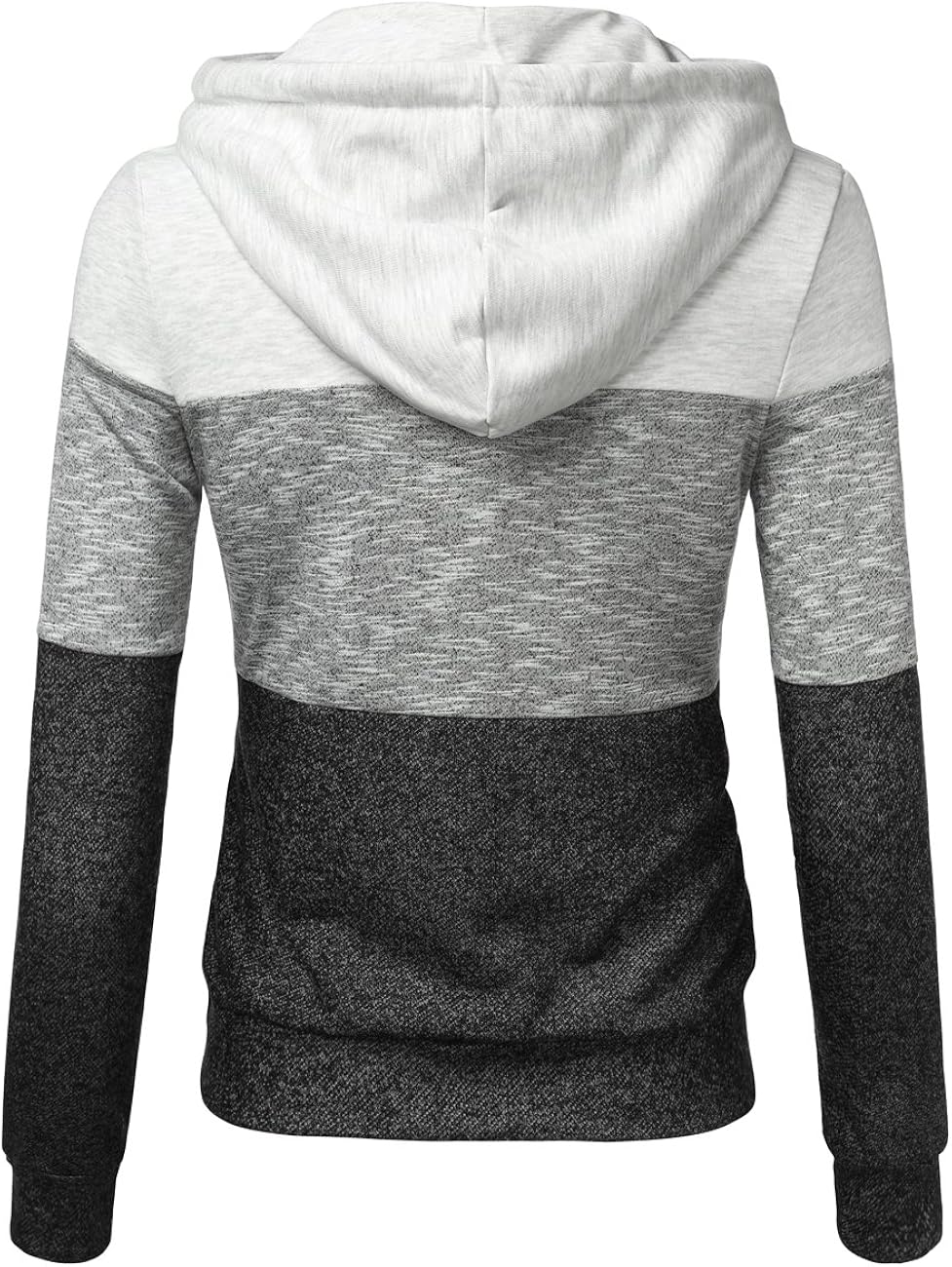 oblique color block zippers fleece hoodie