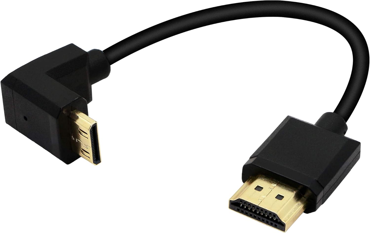 PNGKNYOCN Mini HDMI to HDMI Cable 15cm 90 Degree High-Speed 4K Mini HDMI Male to HDMI Male Short Cord Supports Ethernet, 3D
