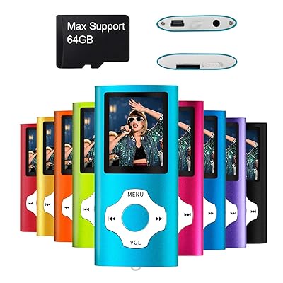 MYMAHDI Support TF Card USB Port Slim Small Multi-Lingual Selection 1.8 LCD Portable MP3/MP4, MP3 Player, MP4 Player, Video Player, Music Player, Media Player, Audio Player Blue