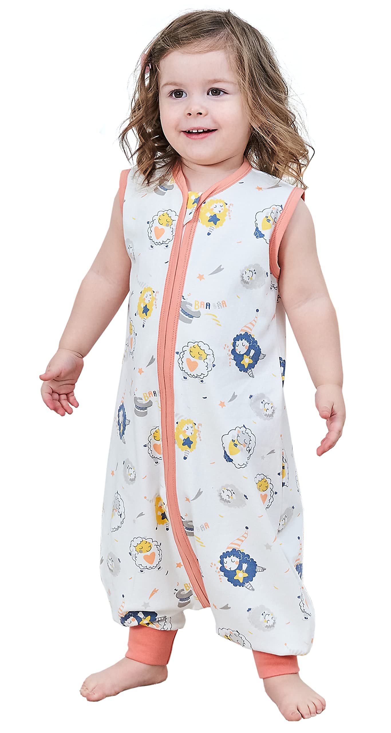 Chilsuessy Baby Sleeping Bag Summer 100% Cotton 0.5 Tog Kid Sleeping Bag with Feet for Infant Toddler sleeveless, Cute Sheep, 70cm/6-18 Months — image 1