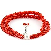 CRYSTALIS Natural Carnelian Beads Twisted Rope Choker Necklace with Elegant Pearl, High Grade Beaded Crystals, Chakra Healing Gemstone, Gift Giving Women Jewelry, 925 Sterling Silver 18 inch