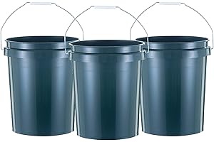 United Solutions ECOSense 5 Gallon Bucket, Heavy Duty, Comfortable Handle, Perfect for on The Job, Home Projects, or Cleaning; Made from 90% Recycled Materials.100% Recyclable (Pack of 3)