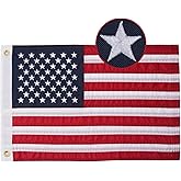 AZCOVER American Flag 12x18 Inch, USA Boat Flag for Outside, Nylon Small American Flags with Embroidered Stars Sewn Stipes and Brass Grommets for Marine UTV Yacht