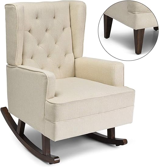 Amazon Com Giantex Nursery Rocking Chair Modern High Back Fabric