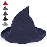 Sunboom Halloween Witches Hats for Women - Adult Modern Wool Knit Witch Hat for Halloween Party Costume Accessories
