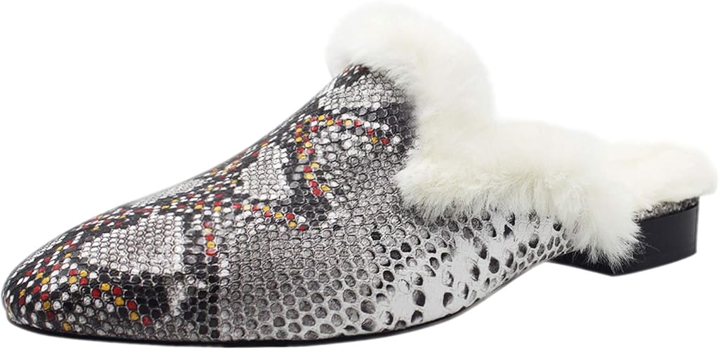 flat mule slides with fur