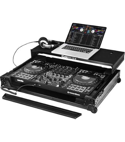 thumbnail image 2 of Sound Town STMR-16UWT2 16U Rack Case With 11U Top Space & Two DJ Work Tables – Black, Wood, New 2 of 5