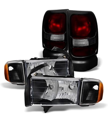 thumbnail interactive-video image 1 of Black Headlights With Corner Lamps For 1999-2001 Dodge Ram 1500 2500 3500 Sport L+R 1 of 2