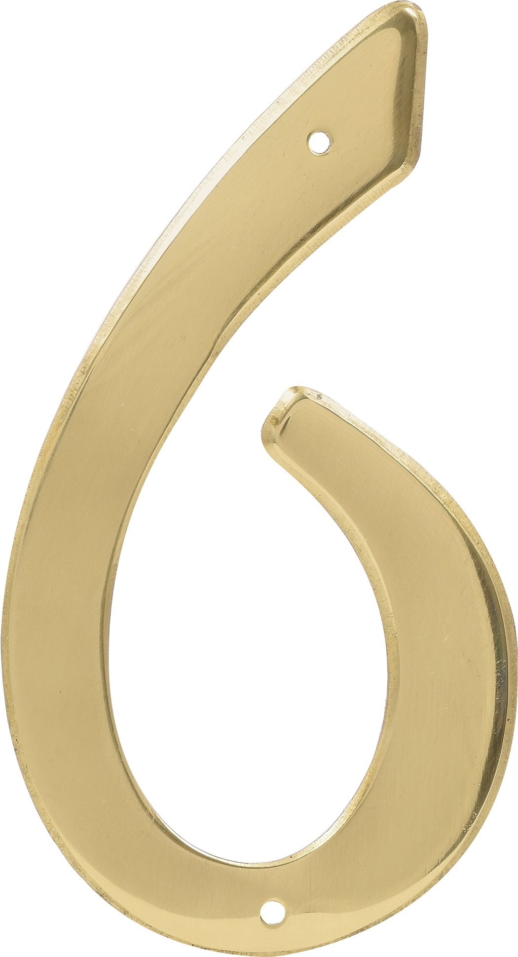 Hillman 847048 4-Inch Nail-On Traditional Solid Brass House Number 6