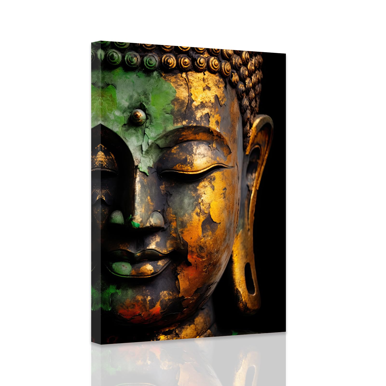 ZXHYWYM Buddha Wall Art Gold Zen Spiritual Picture Buddhist Canvas Print Meditation Yoga Room Bedroom Wall Decor Frame (Buddha - 3, 30.00 x 45.00 cms)