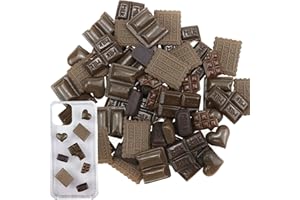 ASWEWAMT 60 Pcs Simulation Chocolate Resin Flatback Flat Back Cabochon Craft Decoration Chocolate Slime Beads Fake Resin Candy for DIY Crafts