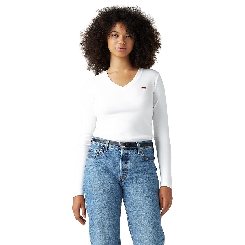 Levi's Essential Housemark Long-Sleeve Vneck Maglietta Donna